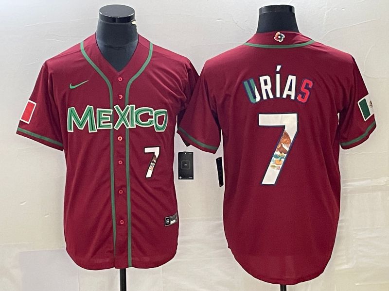 Men 2023 World Cub Mexico #7 Urias Red camo Nike MLB Jersey10->more jerseys->MLB Jersey